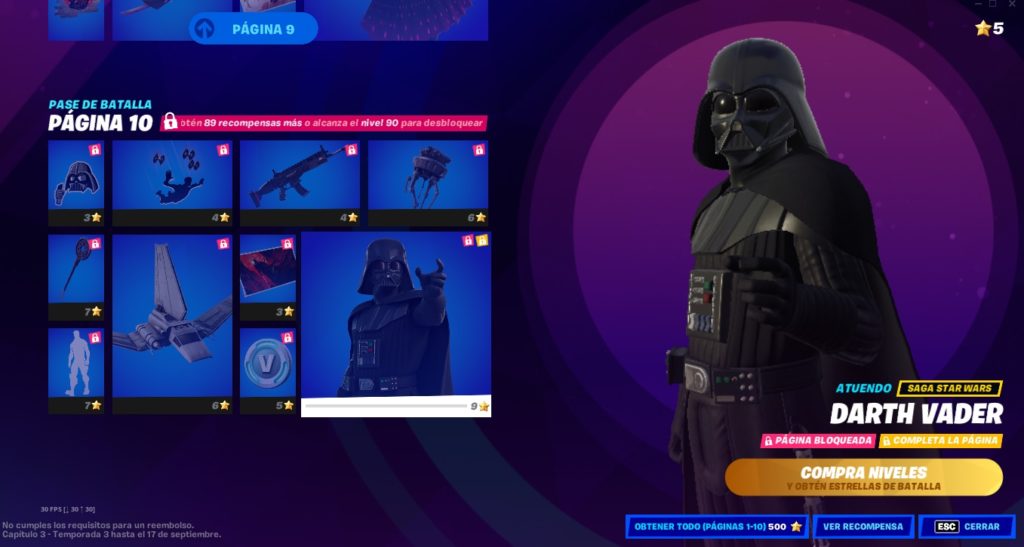 Fortnite Capitulo 3 Temporada 3 ¿Cómo obtener a Darth Vader?